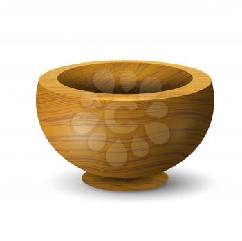 Wooden bowl on a white background