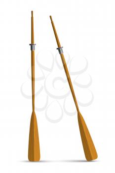 Two wooden oars