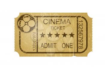 Vintage cinema ticket with grunge