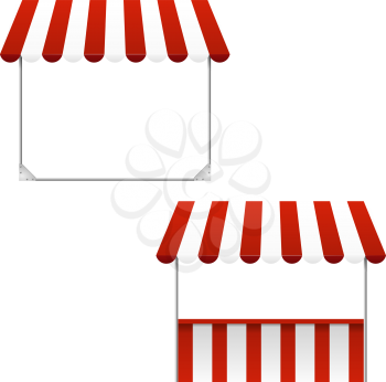 Set of striped awnings