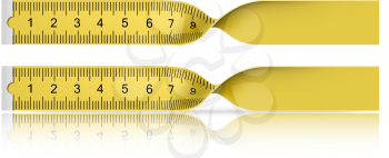 Yellow measuring tape with reflection
