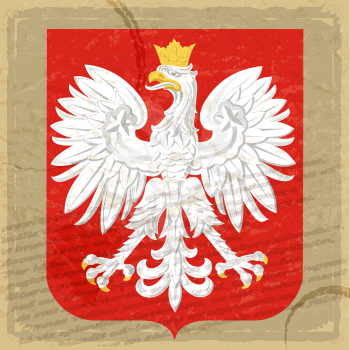 Coat of arms of Poland on the old postage card
