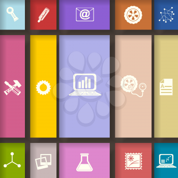 Elements for infographic on colored squares. Vector illustration 