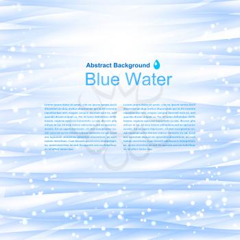 Blue water background with reflections. Vector illustration.