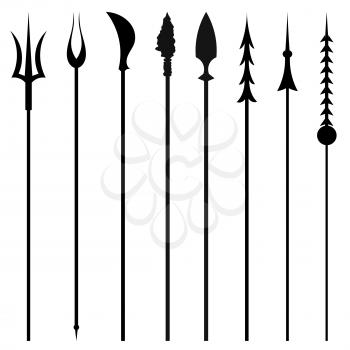 Set mines and tridents isolated on white background. Vector illustration.