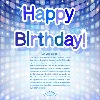 Abstract blue three-dimensional background and streamers with confetti. Vector illustration.
