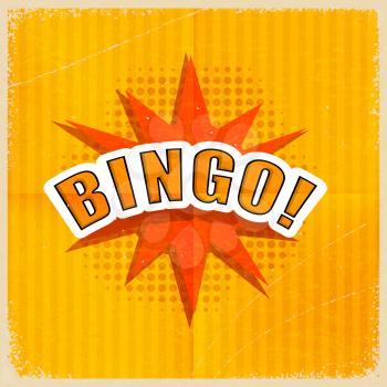 Cartoon Bingo on an old-fashioned yellow background. Retro style. Vector illustration.
