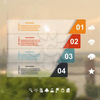 Infographic set with symbols of meteorology in a landscape