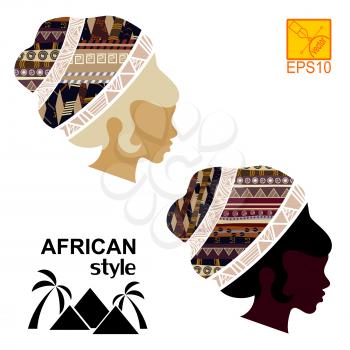 Silhouettes of the head of an  black African girls