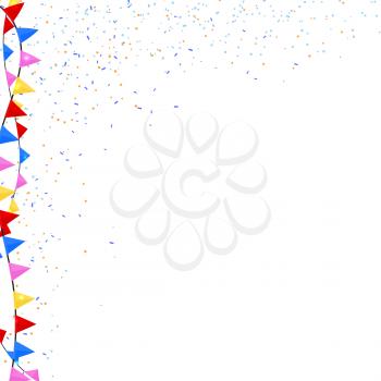 Flags and confetti on a white background. Vector illustration