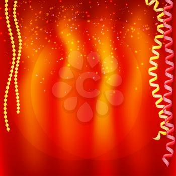 Garland of beads on a red background. Vector illustration