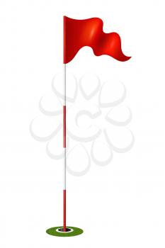 Red flag in the hole. Golf. Vector illustration.