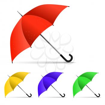 Set of multi-colored umbrella isolated on white background. Vector illustration. 