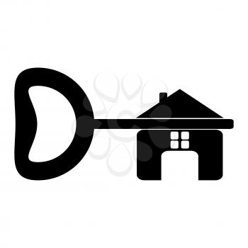 Logo of the builder, house key isolated on white background. Housing. Vector illustration. 