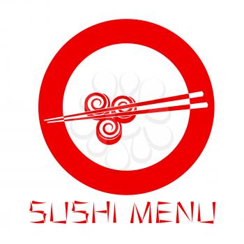 Japanese sushi restaurant logo isolated on white background. Sushi menu. Vector illustration. 