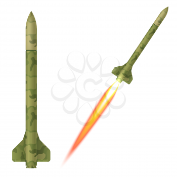 Military rockets on a white background. Vector illustration