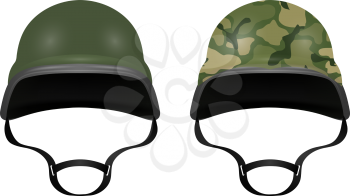 Military helmets isolated on white background. Vector illustration