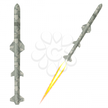 Military two-stage rockets on a white background. Vector illustration