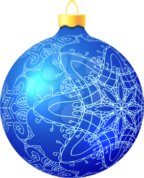 Vector blue Christmas decoration made from  shapes. Original  design element.  Decorative color illustration for print.