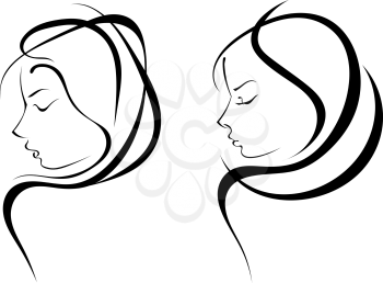 Vector silhouettes of woman hairstyles