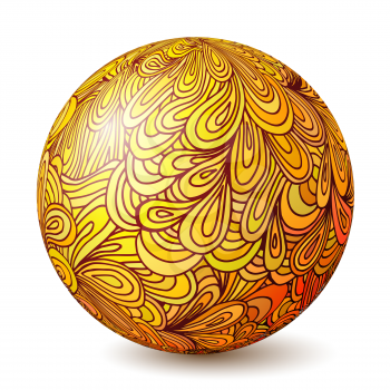 Ball isolated on white background with floral ornament. Vector illustration.