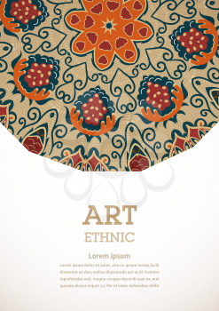 Banner with floral ornament in the style of Tribal. Ethno. Vector illustration.