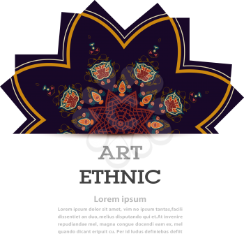 Banner with dark floral elements in the style of Tribal. Ethno. Vector illustration.