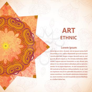 Banner with floral ornaments, flowers, leaves. Mandala. Vector illustration.