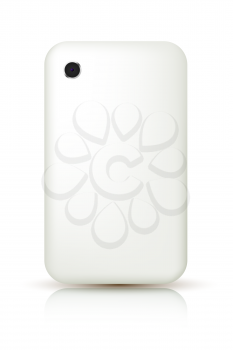 The back cover is white plastic smartphone with reflection. Vector illustration.