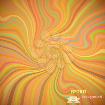 Multicolor fantastic retro background with curved beams. Vector illustration.