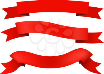 Set of red ribbons for design. Vector illustration