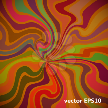 Multicolor fantastic background with curved beams. Vector illustration.