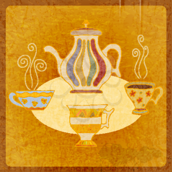 Retro background tea. Vector illustration.