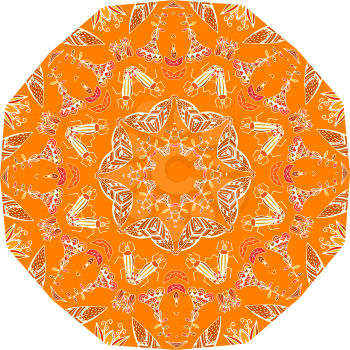 Design element in the form of a kaleidoscope ornament Tribal style. Vector illustration.