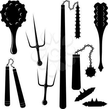 A large set bladed weapons. Vector illustration.