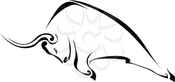 Profile of a bull isolated on a white background. Trademark farm. Vector 
illustration.