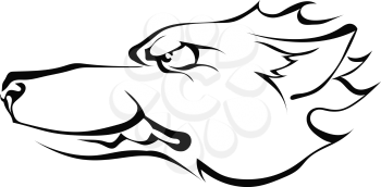 Wolf's head in profile isolated on white background. Logo. Vector illustration.