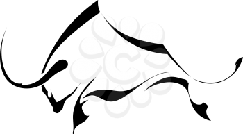 Black silhouette in profile bull isolated on white background. Logo, trademark farm. Vector illustration.