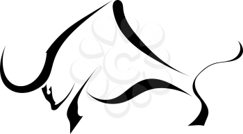 Black silhouette in profile bull isolated background. Logo, trademark farm. Vector illustration.