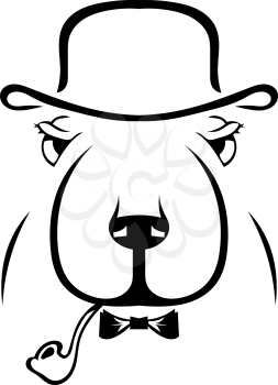 Silhouette of a dog in a hat and a pipe. Hipster. English style. Vector illustration.