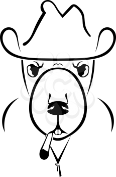 Silhouette of a beaver in a hat and a cigarettes. Hipster. English style. Vector illustration.