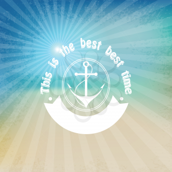 Marine background with anchor. Water Sports. Vector illustration.