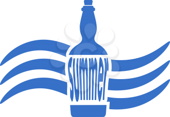 Blue bottle isolated on a white background. Design element. Summer. Vector illustration.