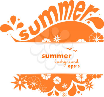 Bright yellow banner with floral design element. Summer. Vector illustration.