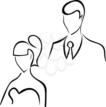 Set of silhouettes of girl and man. Vector illustration.
