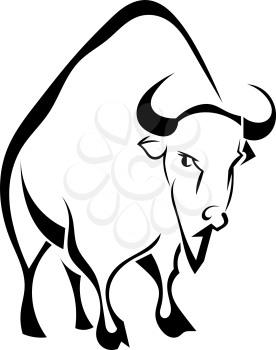 Buffalo isolated on white background. Vector illustration.