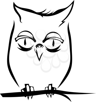 Owl on a branch isolated. Vector illustration.