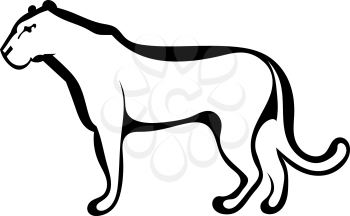 Sketch silhouette profile of a lioness. Isolated. Vector illustration.