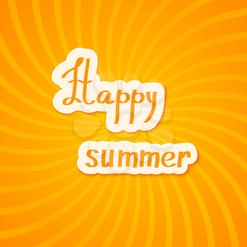 Bright yellow summer background. Happy summer! Vector illustration.