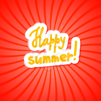 Bright red background. Happy summer! Vector illustration.